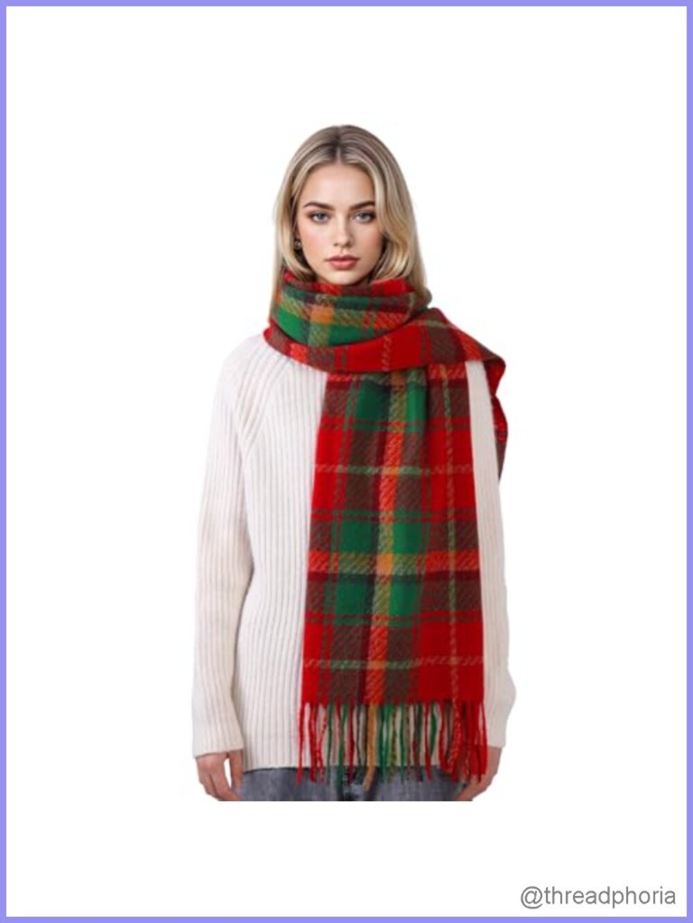 Warm Plaid Winter Scarf Shawl Wrap for Women Oversized Cashmere-like Acrylic